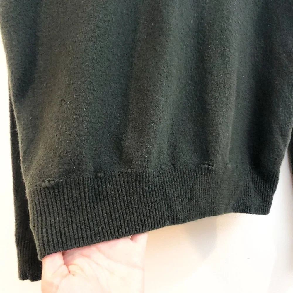 A.P.C. 100% Merino Wool Knit Crew Neck Green Distressed Crew Neck Sweater FLAWED - Picture 6 of 15